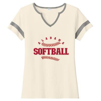 Alabama Softball Vintage Team Retro Softball Fan Ladies Halftime Notch Neck Tee