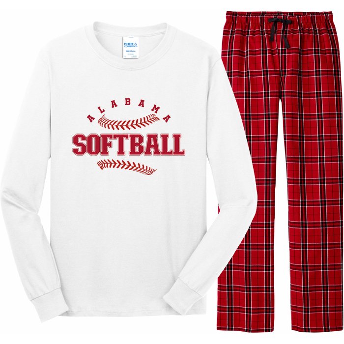 Alabama Softball Vintage Team Retro Softball Fan Long Sleeve Pajama Set