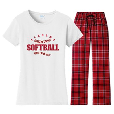 Alabama Softball Vintage Team Retro Softball Fan Women's Flannel Pajama Set