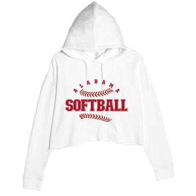 Alabama Softball Vintage Team Retro Softball Fan Crop Fleece Hoodie