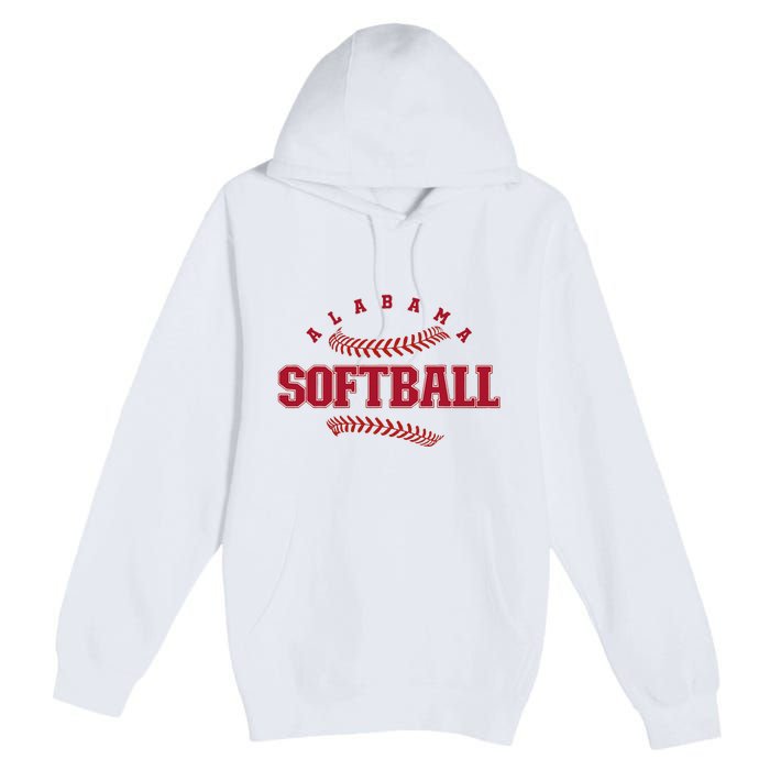 Alabama Softball Vintage Team Retro Softball Fan Premium Pullover Hoodie