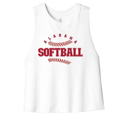 Alabama Softball Vintage Team Retro Softball Fan Women's Racerback Cropped Tank