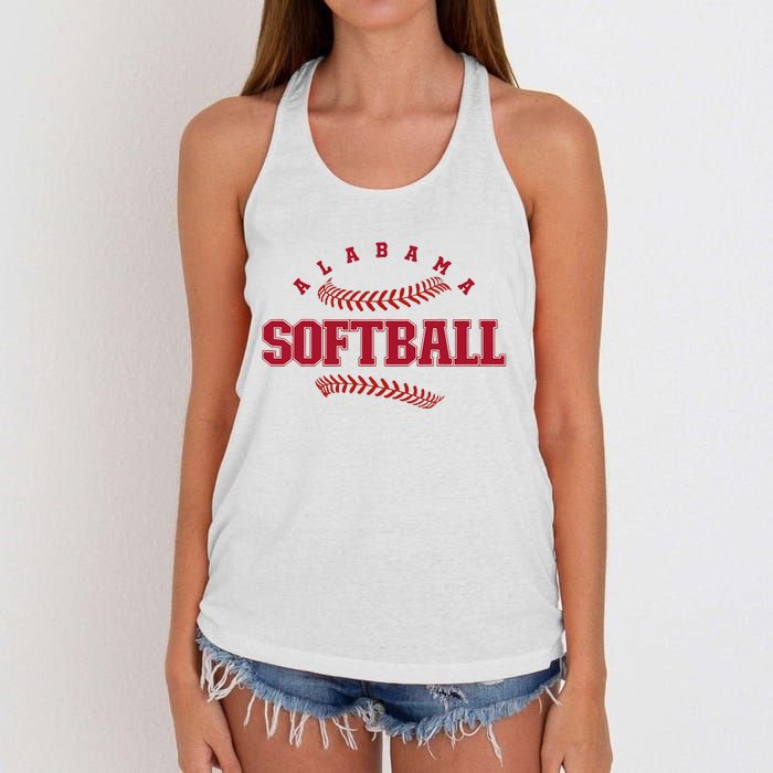 Alabama Softball Vintage Team Retro Softball Fan Women's Knotted Racerback Tank