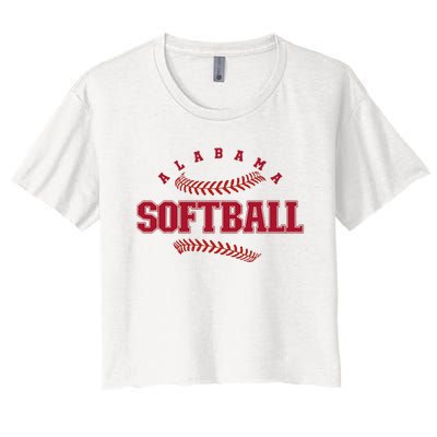 Alabama Softball Vintage Team Retro Softball Fan Women's Crop Top Tee