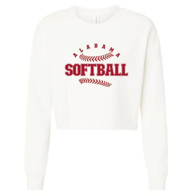 Alabama Softball Vintage Team Retro Softball Fan Cropped Pullover Crew