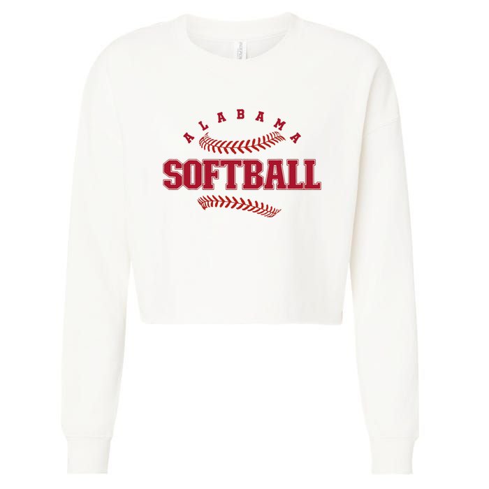 Alabama Softball Vintage Team Retro Softball Fan Cropped Pullover Crew