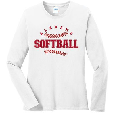 Alabama Softball Vintage Team Retro Softball Fan Ladies Long Sleeve Shirt