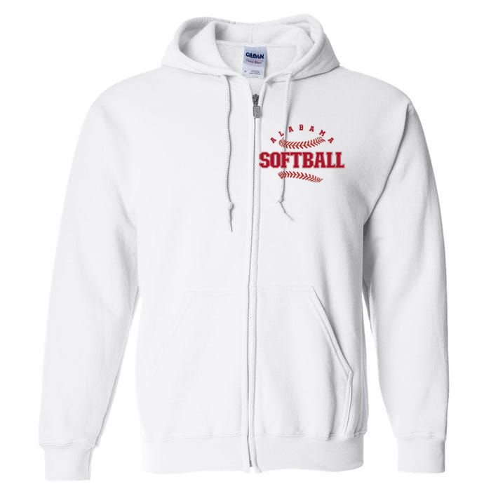 Alabama Softball Vintage Team Retro Softball Fan Full Zip Hoodie