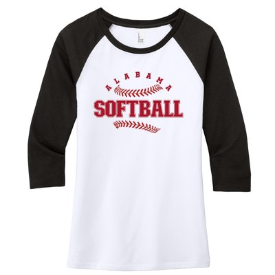 Alabama Softball Vintage Team Retro Softball Fan Women's Tri-Blend 3/4-Sleeve Raglan Shirt