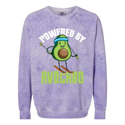 Avocado Skier Vegan Skiing Funny Gift Colorblast Crewneck Sweatshirt