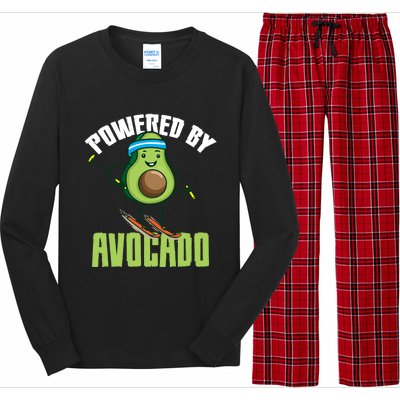 Avocado Skier Vegan Skiing Funny Gift Long Sleeve Pajama Set