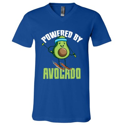 Avocado Skier Vegan Skiing Funny Gift V-Neck T-Shirt