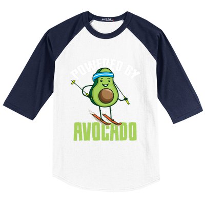 Avocado Skier Vegan Skiing Funny Gift Baseball Sleeve Shirt