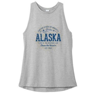 Alaska State Vintage Retro Alaska Ladies PosiCharge Tri-Blend Wicking Tank