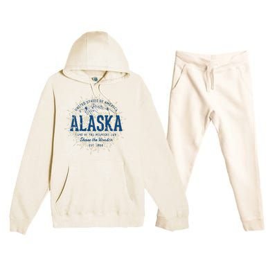 Alaska State Vintage Retro Alaska Premium Hooded Sweatsuit Set