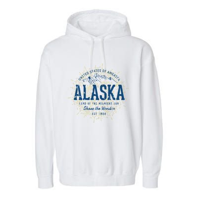 Alaska State Vintage Retro Alaska Garment-Dyed Fleece Hoodie