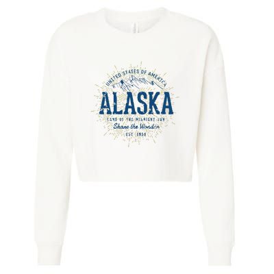 Alaska State Vintage Retro Alaska Cropped Pullover Crew