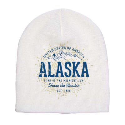 Alaska State Vintage Retro Alaska Short Acrylic Beanie