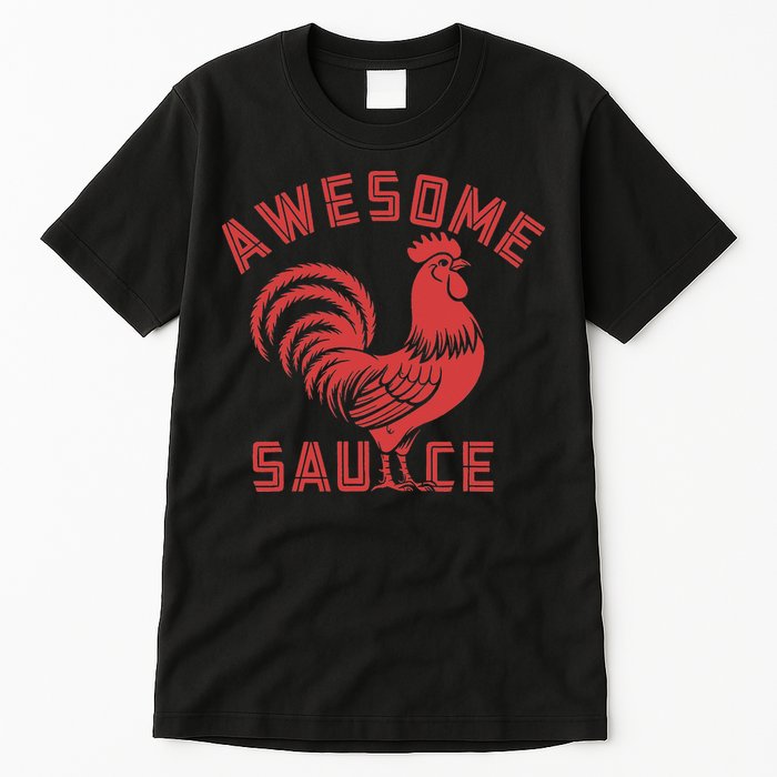 Awesome Sauce With Picture Of Rooster Funny Retro Tall T-Shirt