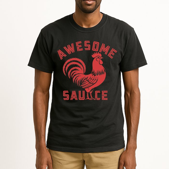 Awesome Sauce With Picture Of Rooster Funny Retro Tall T-Shirt