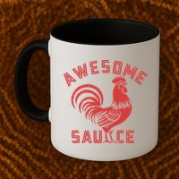 Awesome Sauce With Picture Of Rooster Funny Retro Mug
