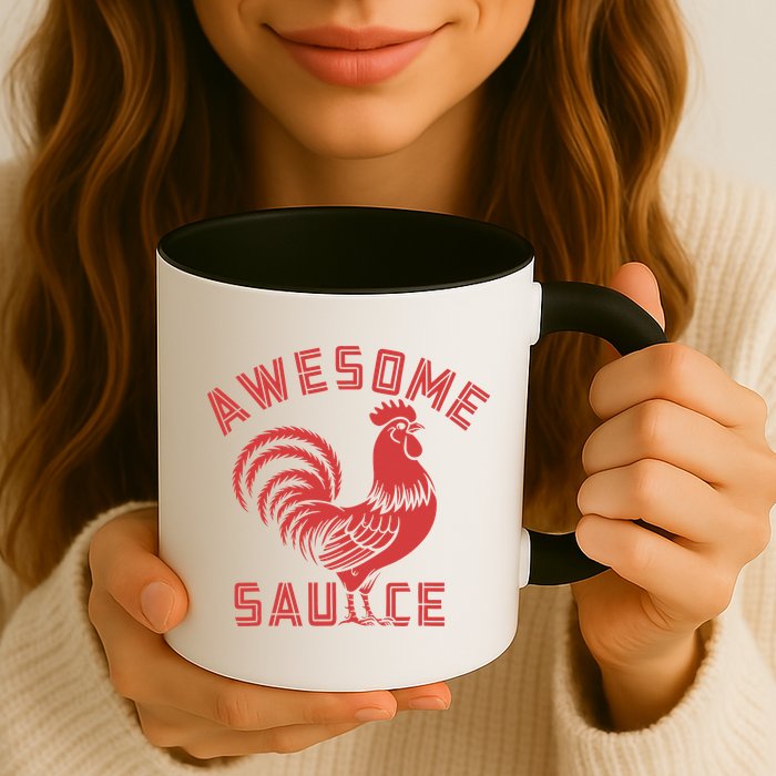 Awesome Sauce With Picture Of Rooster Funny Retro Mug