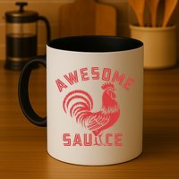 Awesome Sauce With Picture Of Rooster Funny Retro Mug