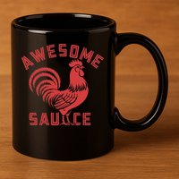 Awesome Sauce With Picture Of Rooster Funny Retro 11oz C Handle Ceramic Mug