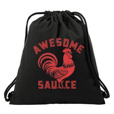 Awesome Sauce With Picture Of Rooster Funny Retro Drawstring Bag