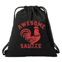 Awesome Sauce With Picture Of Rooster Funny Retro Drawstring Bag
