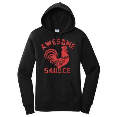 Awesome Sauce With Picture Of Rooster Funny Retro Women's Pullover Hoodie