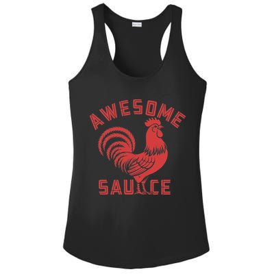 Awesome Sauce With Picture Of Rooster Funny Retro Ladies PosiCharge Competitor Racerback Tank
