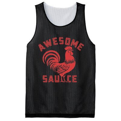 Awesome Sauce With Picture Of Rooster Funny Retro Mesh Reversible Basketball Jersey Tank