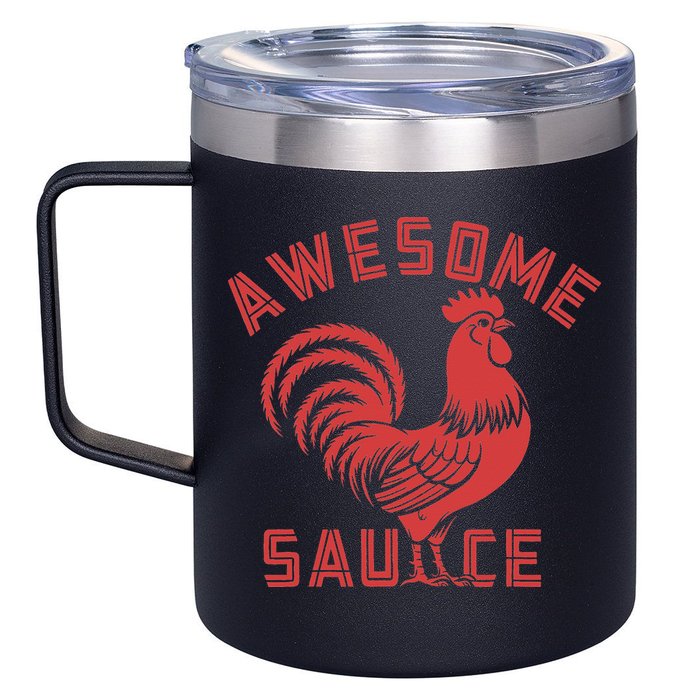 Awesome Sauce With Picture Of Rooster Funny Retro 12oz Stainless Steel Coffee Mug
