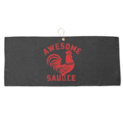 Awesome Sauce With Picture Of Rooster Funny Retro Large Microfiber Waffle Golf Towel