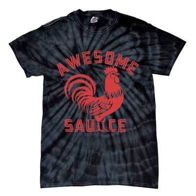 Awesome Sauce With Picture Of Rooster Funny Retro Tie-Dye T-Shirt