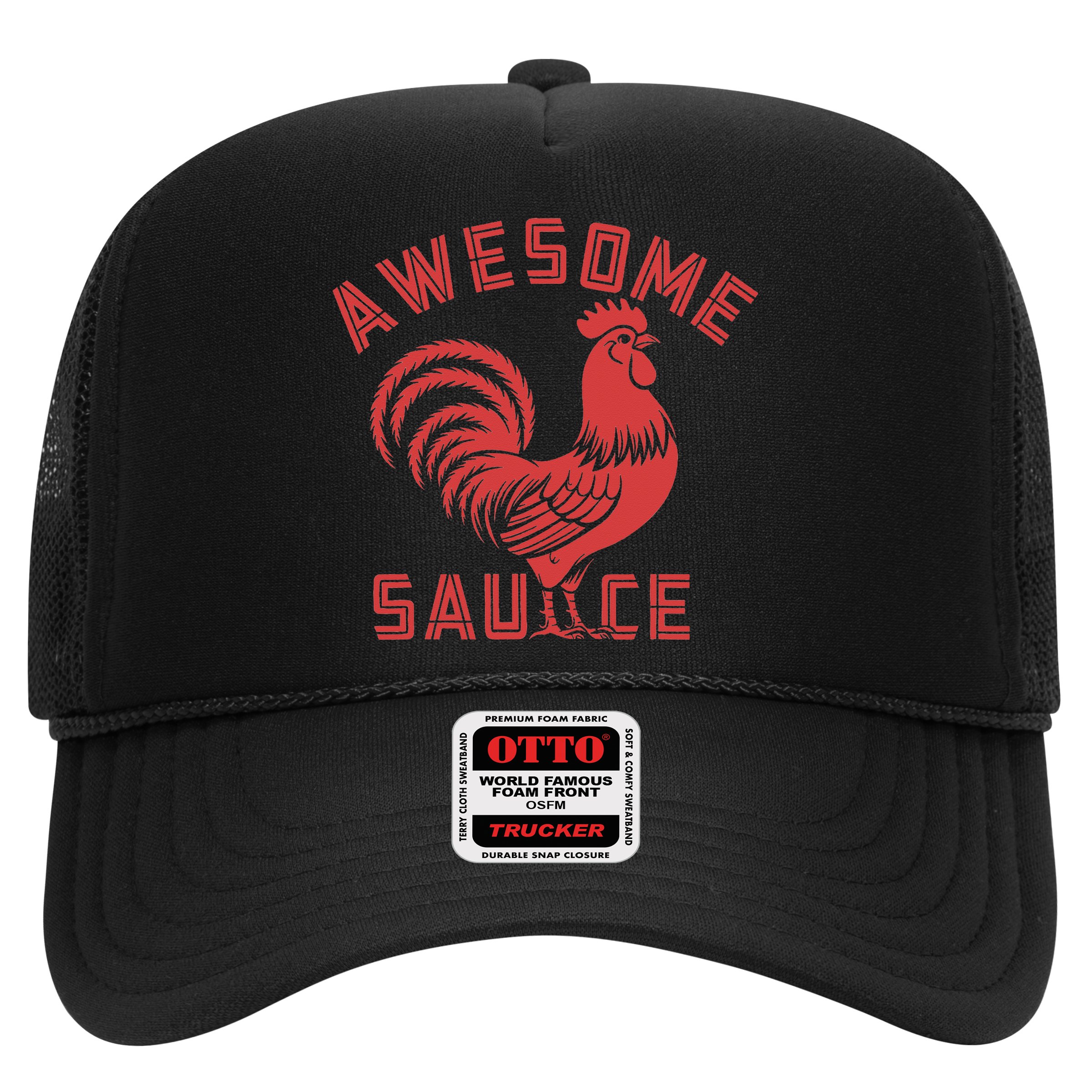 Awesome Sauce With Picture Of Rooster Funny Retro Trucker Hat