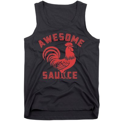 Awesome Sauce With Picture Of Rooster Funny Retro Tank Top