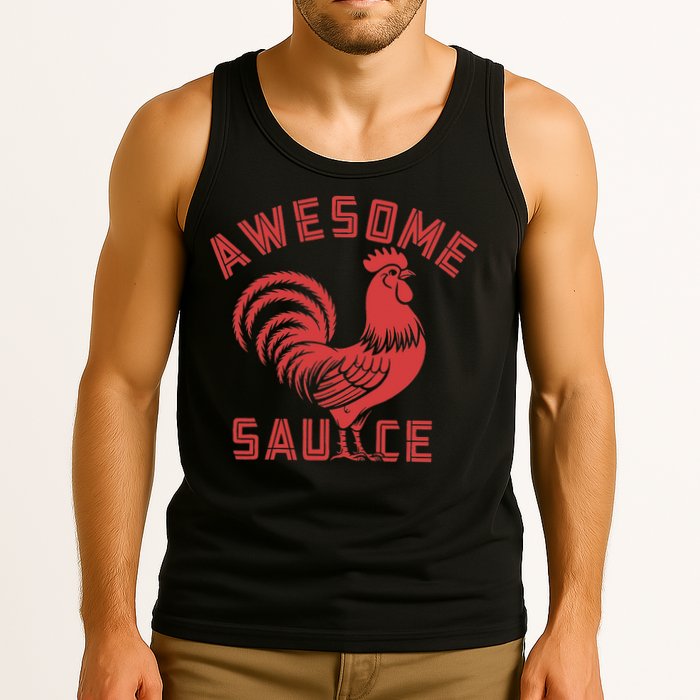 Awesome Sauce With Picture Of Rooster Funny Retro Tank Top