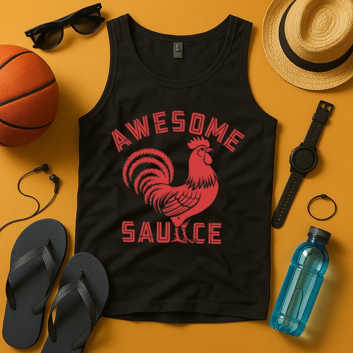 Awesome Sauce With Picture Of Rooster Funny Retro Tank Top
