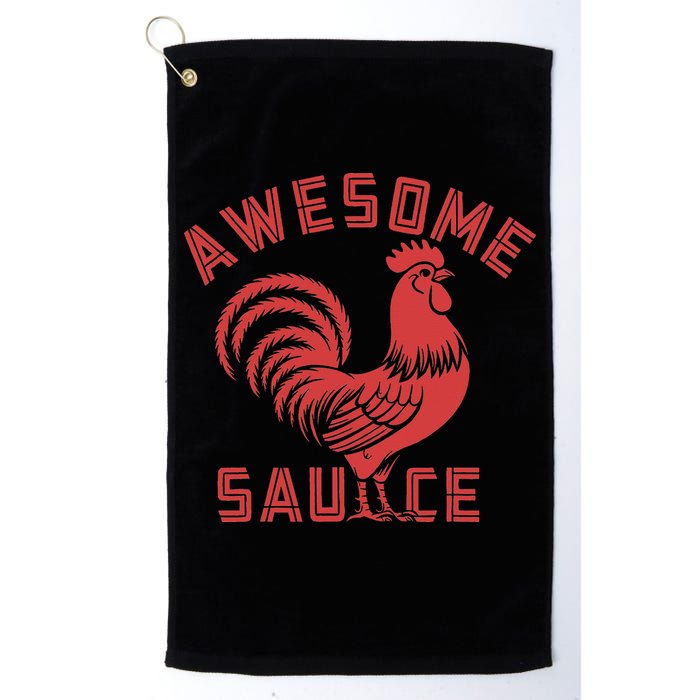 Awesome Sauce With Picture Of Rooster Funny Retro Golf Towel