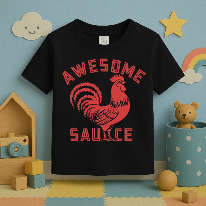 Awesome Sauce With Picture Of Rooster Funny Retro Toddler T-Shirt