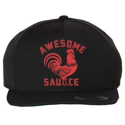 Awesome Sauce With Picture Of Rooster Funny Retro Wool Snapback Cap