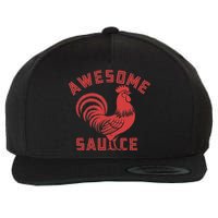 Awesome Sauce With Picture Of Rooster Funny Retro Wool Snapback Cap