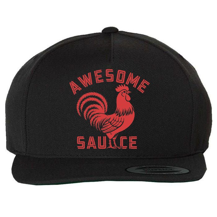 Awesome Sauce With Picture Of Rooster Funny Retro Wool Snapback Cap
