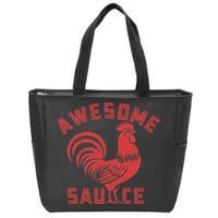 Awesome Sauce With Picture Of Rooster Funny Retro Zip Tote Bag