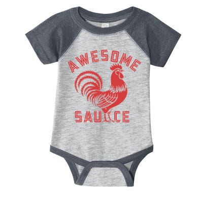 Awesome Sauce With Picture Of Rooster Funny Retro Infant Baby Jersey Bodysuit