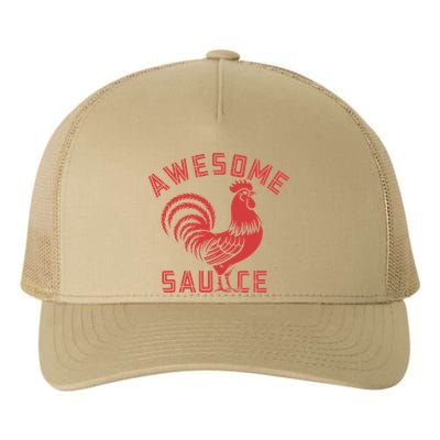 Awesome Sauce With Picture Of Rooster Funny Retro Yupoong Adult 5-Panel Trucker Hat