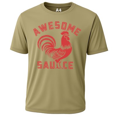 Awesome Sauce With Picture Of Rooster Funny Retro Performance Shirt
