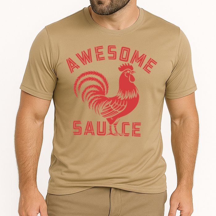 Awesome Sauce With Picture Of Rooster Funny Retro Performance Shirt